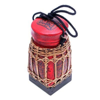 Lanna Letter in Small,'Decorative Bamboo and Raintree Wood Jar'