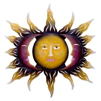 Beloved Sun,'Hand Made Sun and Moon Steel Wall Art from Mexico'