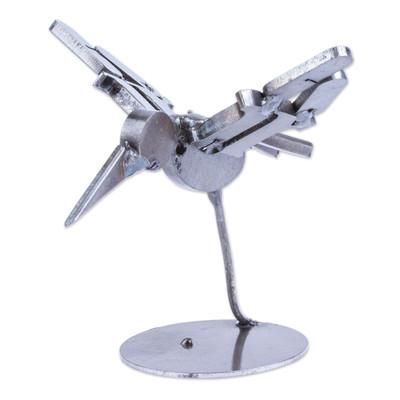 Powerful Flight,'Handcrafted Recycled Scrap Metal Bird Statuette'