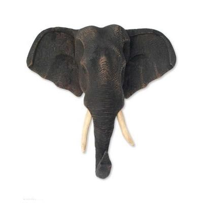 Teak wall sculpture, 'Proud Elephant' - Thai Teak Wall Sculpture