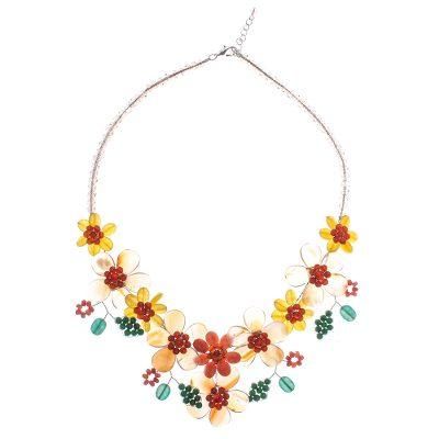 Flower Bed in Orange,'Hand Threaded Carnelian and Agate Statement Necklace'