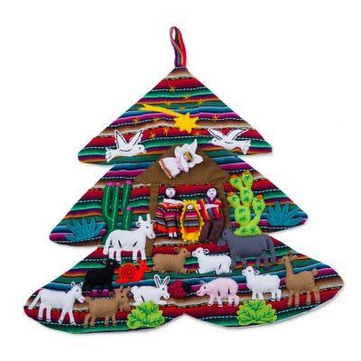 Andean Christmas Tree,'Handcrafted Andean Christmas Tree Applique Wall Hanging'