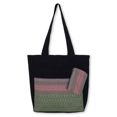 Cotton tote handbag and change purse, 'Pastel Garden'