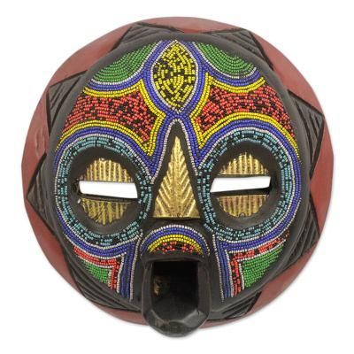 'My Beautiful Woman' - Hand Beaded Nigerian Wood Mask