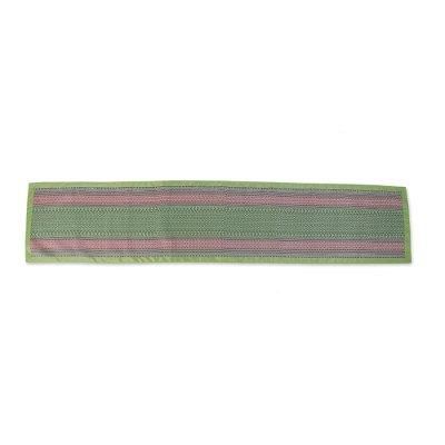 Lanna Beauty,'Hand Woven Yok Dok Cotton Table Runner in Green Pink Blue'
