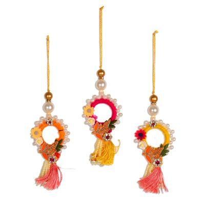 Dancing Wreaths,'Beaded Wreath Ornaments from India (Set of 3)'