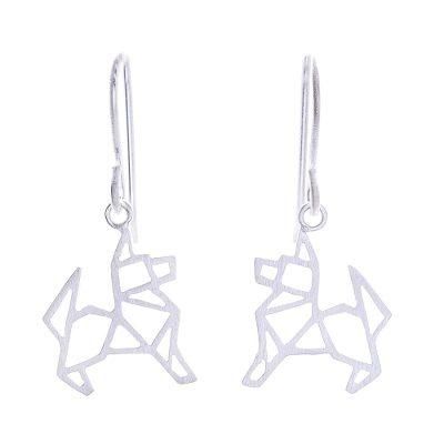 Geometric German Shepherd,'Geometric German Shepherd Sterling Silver Dangle Earrings'