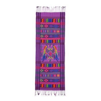 Cotton table runner, 'Lilac Quetzal'
