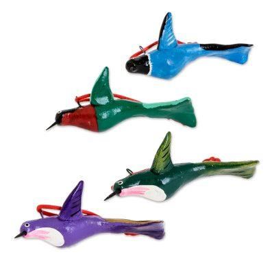 'Hand-Painted Ceramic Hummingbird Ornaments (Set of 4)'
