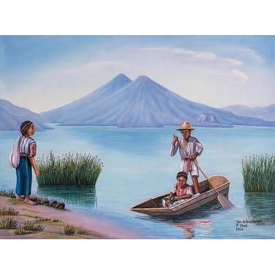Saint Antonio Palopó,'Guatemalan Landscape Oil Painting with Realist Style'