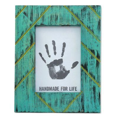 Great Memories,'Antique Looking 5x7 Photo Frame in Greenish Blue'