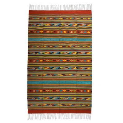 Harmony,'Handwoven Mexican Zapotec Area Rug (4x6.5)'