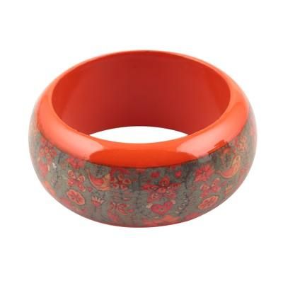 Bird Garden,'Bird Motif Haldu Wood Bangle Bracelet Crafted in India'