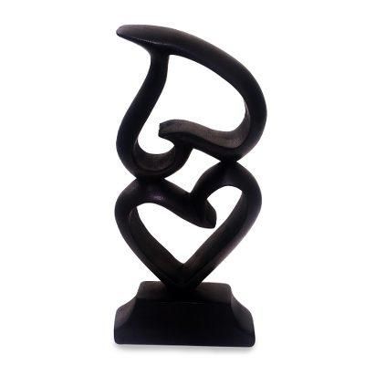 Stacking Hearts,'Heart Motif Suar Wood Sculpture from Bali'