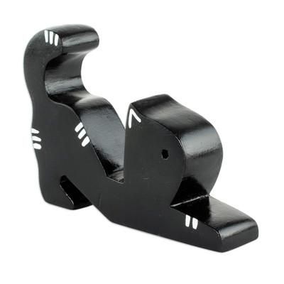 Black Cat,'Cat-Shaped Phone Stand in Black'