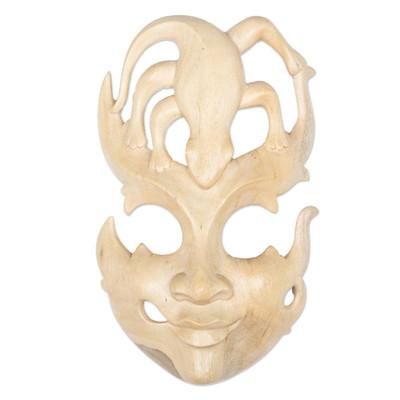 Gift of the Gecko,'Handmade Wood Lizard Mask'