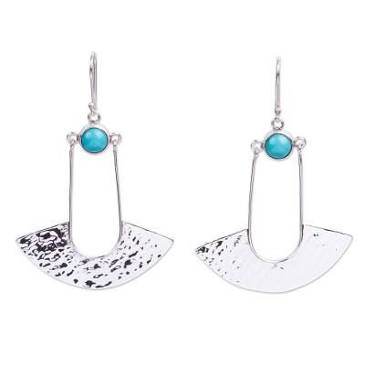 Navajo Inspiration,'Hammered Sterling Earrings with Turquoise'