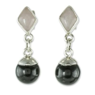 Life Power,'Handmade Jade and Rose Quartz Earrings'