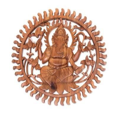 Wood relief panel, 'Ganesha Aura'