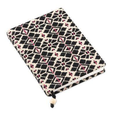 Blossoming Geometry,'Geometric Floral Cotton Journal Handcrafted in India'