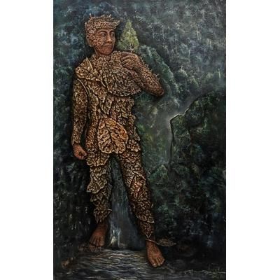 Back to Nature I,'Surrealist Painting of a Person Made of Leaves (2019)'