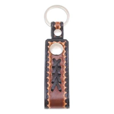 A Dark Key to Success,'Handcrafted Black and Brown Leather Keychain from Thailand'