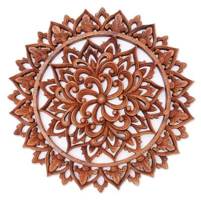 Flower Farm,'Artisan Crafted Suar Wood Relief Panel'