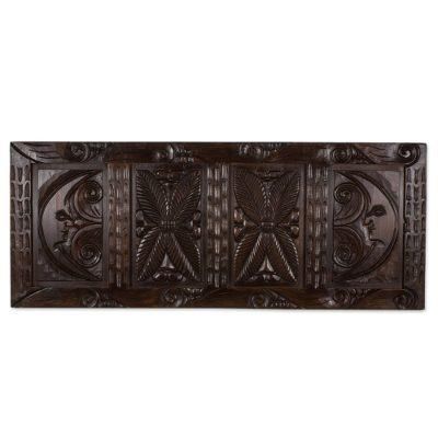 Flora in Moonlight,'Hand Crafted Pine Wood Wall Panel with Moon and Flora'