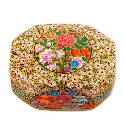 Kashmir Flowers,'Artisan Crafted Wood and Papier Mache Decorative Box'