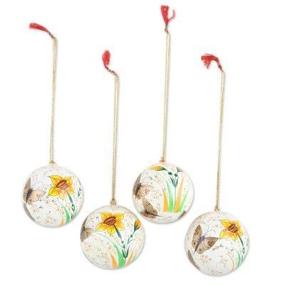 Early Spring,'Handmade Papier-Mache Holiday Ornaments (Set of 4)'