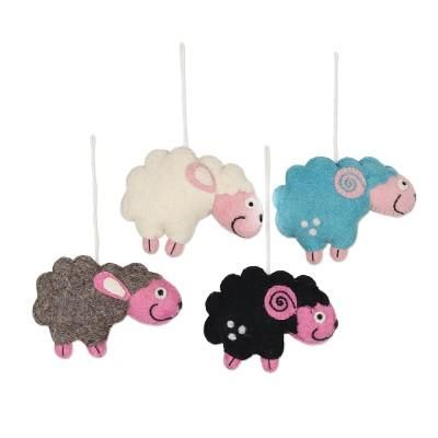 Counting Sheep,'Set of 4 Wool Felt Sheep Holiday Ornaments'