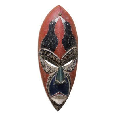 Suumo Birds,'Bird-Themed African Sese Wood Mask from Ghana'