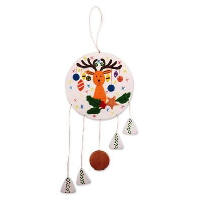 Dreamy Rudolph,'Christmas Reindeer Ceramic Wall Art Handcrafted in Peru'