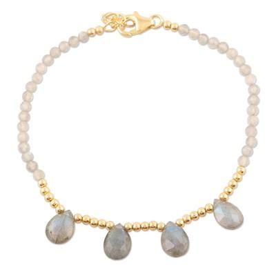 Early Morning Rain,'Gold-Plated Labradorite Charm Bracelet'