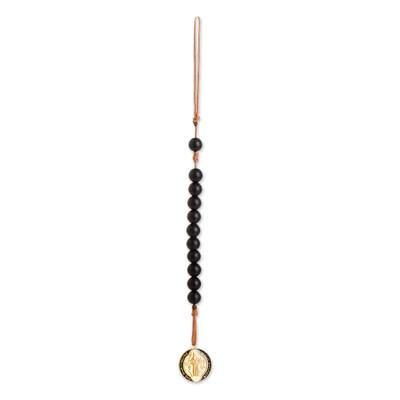 'Onyx Decennary Rosary with Resin-Coated St. Benedict Medal'