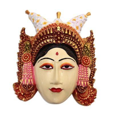 Tapel Kraton,'Hand-Painted Wood Wall Sculpture of Balinese Royalty'