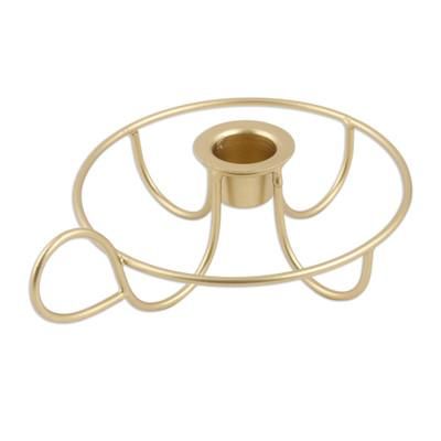 'Gold Powder-coated Iron Candle Holder Hand Crafted in India'