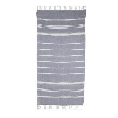 Fresh Relaxation in Cadet Blue,'Striped Cotton Beach Towel in Cadet Blue from Guatemala'