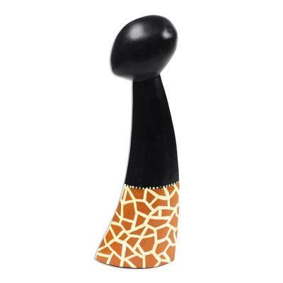 Giraffe Figure,'Giraffe Motif Abstract Wood Sculpture from Ghana'