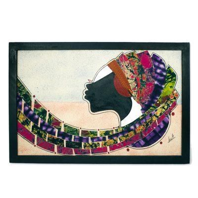Virtue,'Framed African Batik Collage Painting'