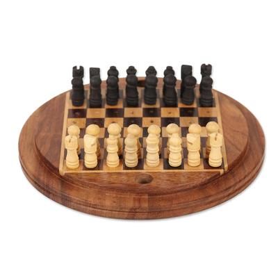 Meeting of the Minds,'Acacia and Ebony Wood Mini Chess Set'