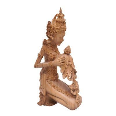 Dewi Sri,'Hibiscus Wood Indonesian Goddess Sculpture'