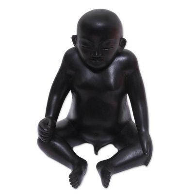 Sakah Baby,'Hand-Carved Wood Baby Sculpture Crafted in Indonesia'