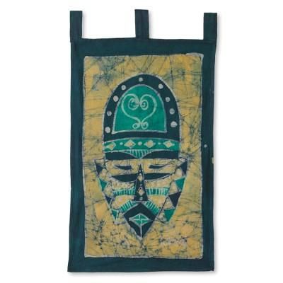 Batik wall hanging, 'Sankofa African Mask'