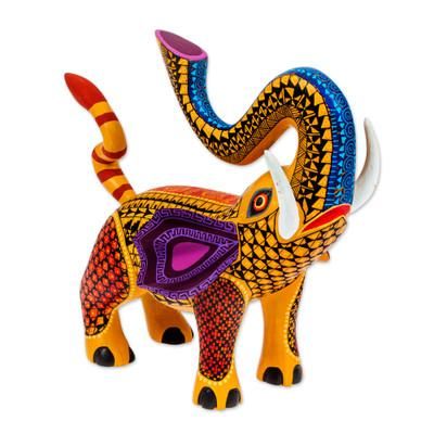 Fantasy Elephant,'Handcrafted Trumpeting Elephant Wood Alebrije Figurine'