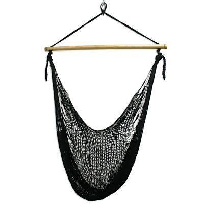 Caribbean Nights,'Black Nylon Hammock Swing Chair Handmade in Mexico'