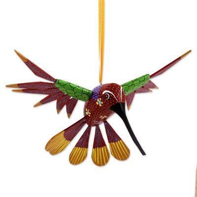 Garden Hummingbird,'Handcrafted Wood Hanging Hummingbird Alebrije Sculpture'