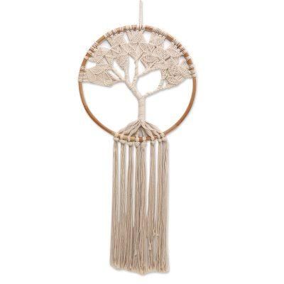 Deep Roots, Strong Branches,'Handcrafted Ivory Macrame Tree Wall Hanging'