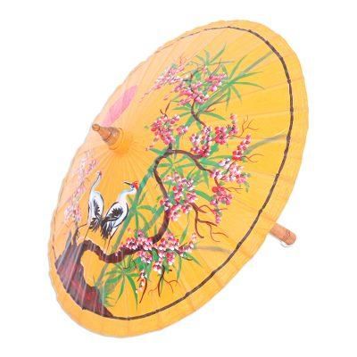 Peace Cranes in Orange,'Hand-Painted Yellow Crane-Motif Parasol'