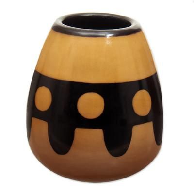 Sun Tribute,'Handcrafted Ceramic Decorative Vase in Warm Palette'